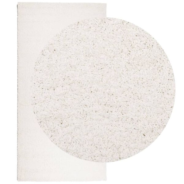 vidaXL Shaggy kilimas PAMPLONA, kreminis, 100x200cm, auk&scaron;ti &scaron;ereliai