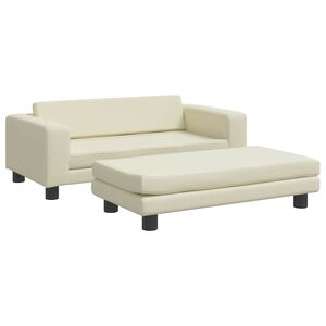 vidaXL Vaiki&scaron;ka sofa su pakoja, kreminė, 100x50x30cm, dirbtinė oda