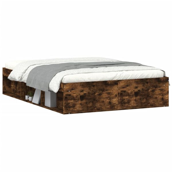 vidaXL Lovos rėmas, dūminio ąžuolo spalvos, 135x190cm, dvivietis