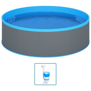 vidaXL Baseinas su pakabinamu skimeriu ir siurbliu, pilkas, 350x90cm