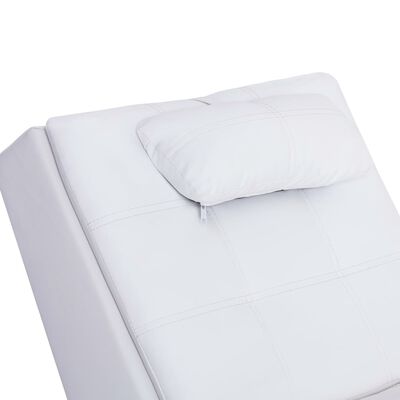 vidaXL Masažinis gultas su pagalve, baltas, dirbtinė oda