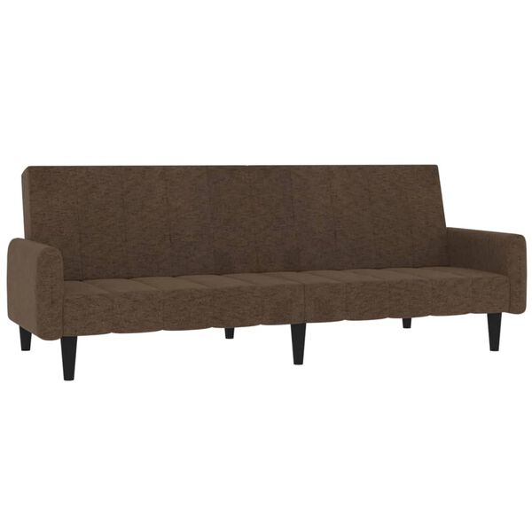 vidaXL Dvivietė sofa-lova su taburete, ruda, mikropluo&scaron;to audinys