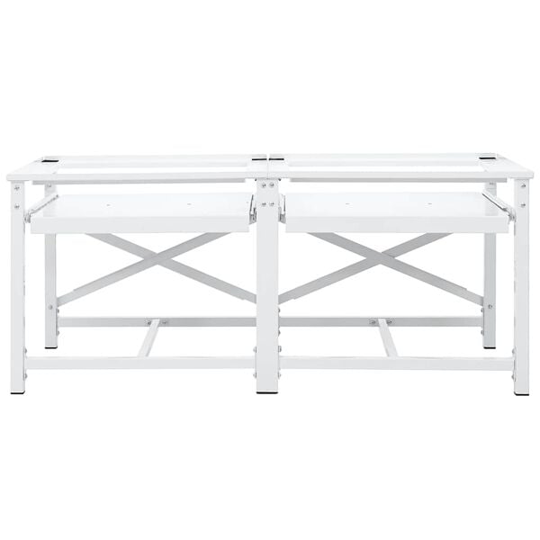 vidaXL Dvigubas skalbimo ma&scaron;inos pagrindas su lentyna, baltas
