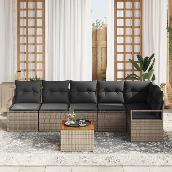 vidaXL Sodo Sofų Rinkinys 7 pcs Pilka