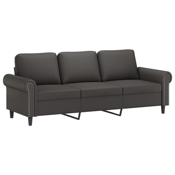 vidaXL Trivietė sofa, pilkos spalvos, 180cm, dirbtinė oda