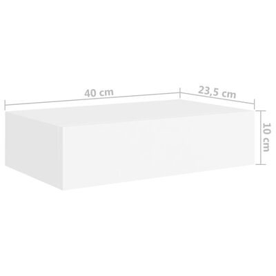 vidaXL Lentynos su stalčiais, 2vnt., baltos, 40x23,5x10cm, MDF