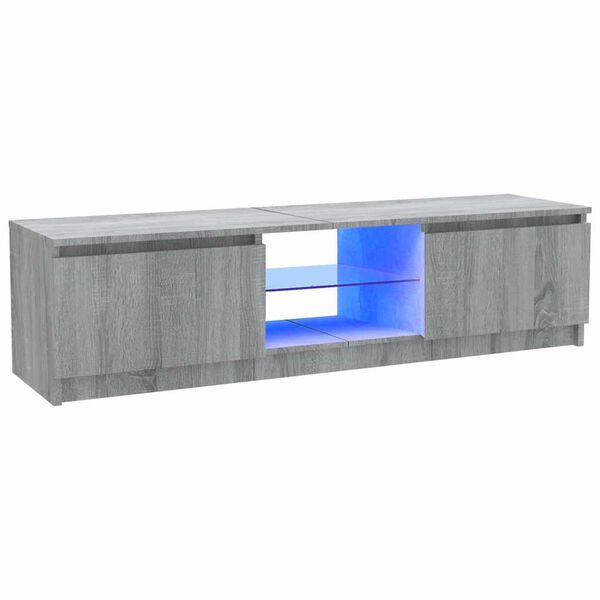 vidaXL TV spintelė su LED ap&scaron;vietimu, pilka ąžuolo, 120x30x36cm
