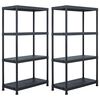 vidaXL Sandėliavimo lentynos, 2vnt., juodos, 60x30x138cm, plastikas