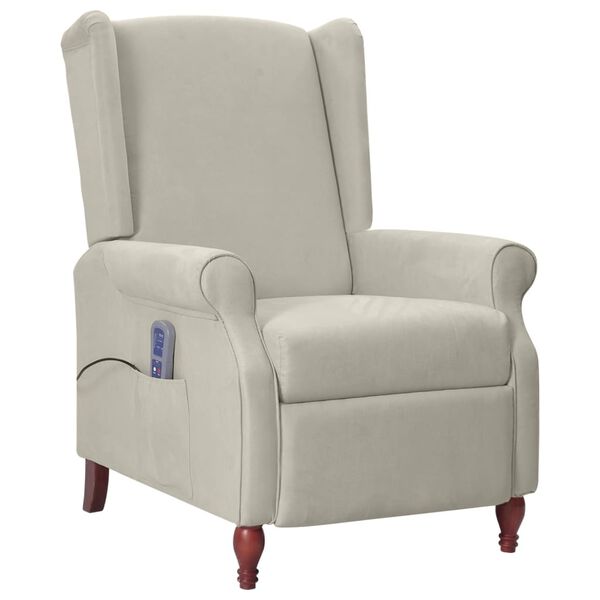 vidaXL Atlošiamas masažinis krėslas, šviesiai pilkas, mikropluoštas