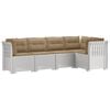 vidaXL 5-vietė sodo sofa su pagalvėlėmis Rataninio i&scaron;vaizdos PP Balta