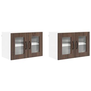 vidaXL Sieninis stiklinis kabinetas PORTO 2 pcs Rudas ąžuolas
