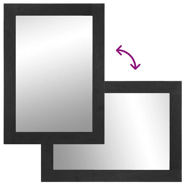 vidaXL Vonios veidrodis juodas 50x70x2,5 cm Mediena ir žalvaris