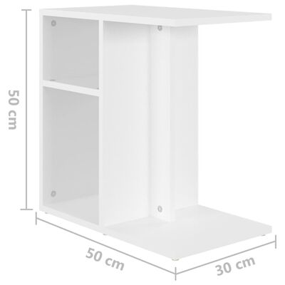 vidaXL Šoninis staliukas, baltos spalvos, 50x30x50cm, MDP