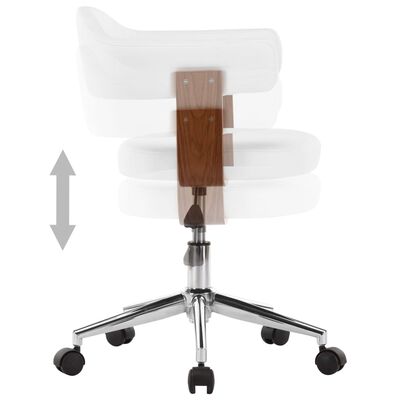 vidaXL Pasukama biuro kėdė, balta, išlenkta mediena ir dirbtinė oda