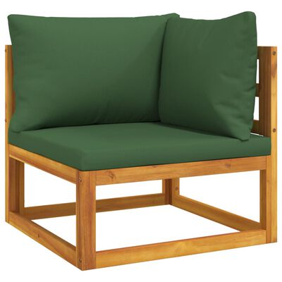 vidaXL Sodo komplektas su žaliomis pagalvėlėmis, 9 dalių, mediena