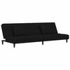 vidaXL Dvivietė sofa-lova su dvejomis pagalvėmis, juoda, aksomas