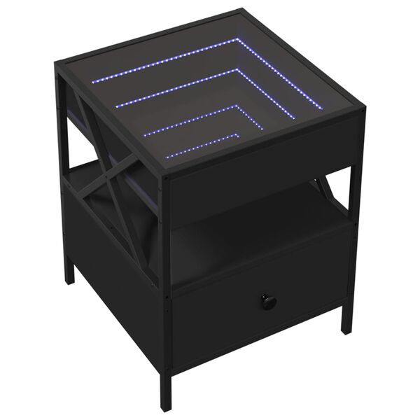 vidaXL Kavos staliukas su Infinity LED lemputėmis, juodas, 40x40x51cm