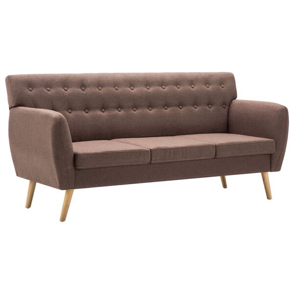 vidaXL Trivietė sofa, audinio apmušalas, 172x70x82cm, ruda