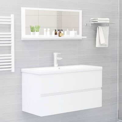 vidaXL Vonios kambario veidrodis, baltas, 90x10,5x37cm, MDP, blizgus
