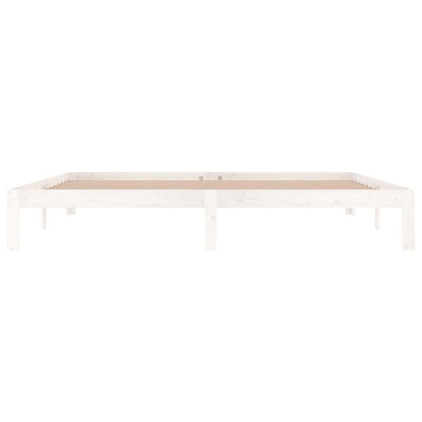 vidaXL Lovos rėmas, baltos spalvos, 200x200cm, pu&scaron;ies medienos masyvas