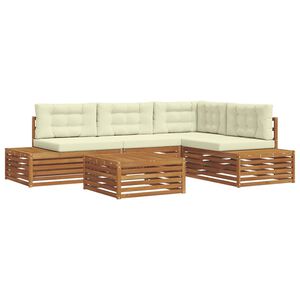 vidaXL Lauko sofos komplektas 5 Vienetas Natūralus ir grietinėlė