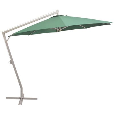 vidaXL Pakabinamas skėtis nuo saulės, 350cm, alium. kotas, žalias