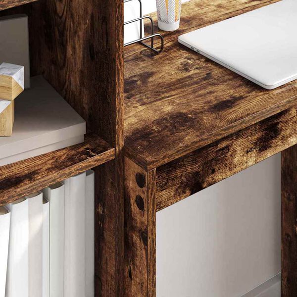 vidaXL Stalas su stalčių 2 pcs Rūkyta ąžuolas