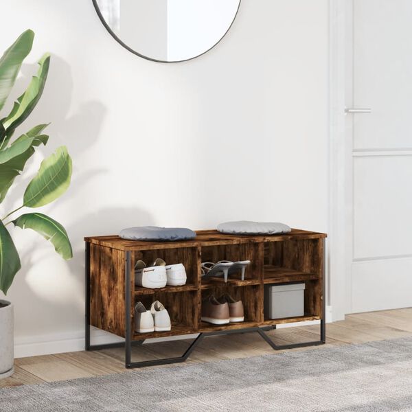 vidaXL Spintelė batams, dūminė, 90x38x45,5cm, apdirbta mediena