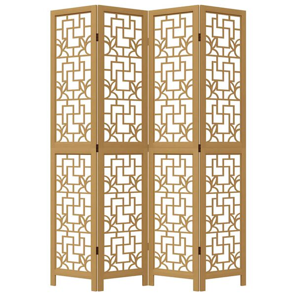 vidaXL Kambario pertvara, 4 segmentai, ruda, paulovnijos masyvas