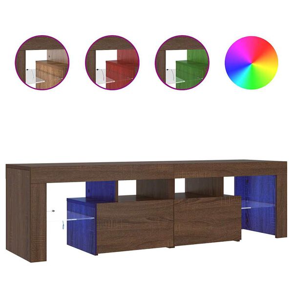 vidaXL Televizoriaus spintelė su LED, ruda ąžuolo, 140x36,5x40cm