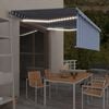 vidaXL Markizė su uždanga/LED/vėjo jutikliu, mėlyna/balta, 4x3m