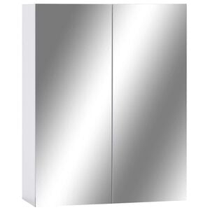 vidaXL Veidrodinė vonios kambario spintelė, balta, 60x15x75cm, MDF