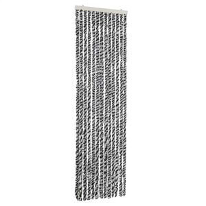 vidaXL Užuolaida nuo musių, pilka/juoda/balta, 56x200cm, &scaron;enilis