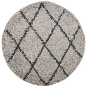 vidaXL Shaggy kilimas PAMPLONA, smėlio ir antracito, 80cm skersmens