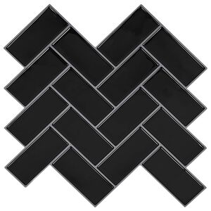 vidaXL Žuvies kaulo plytelė 10 vnt. Juoda 30 x 30 cm