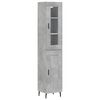 vidaXL Komoda, betono pilkos spalvos, 34,5x34x180cm, apdirbta mediena