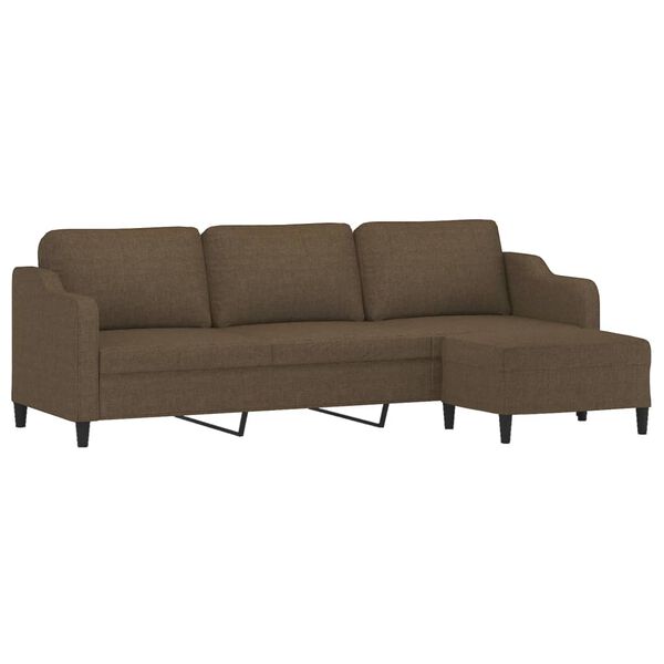 vidaXL Trivietė sofa su pakoja, rudos spalvos, 210cm, audinys