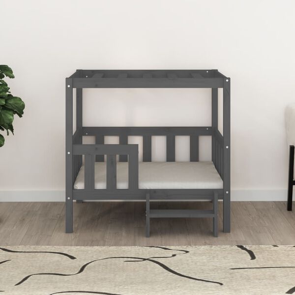 vidaXL Lova &scaron;unims, pilka, 95,5x73,5x90cm, pu&scaron;ies medienos masyvas