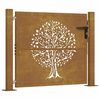 vidaXL Sodo vartai, 100x100 cm, Corten plienas, medžio ra&scaron;tas