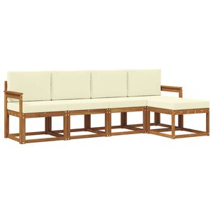 vidaXL Lauko sofos komplektas su pagalve 5 pcs Natūralus ir grietinėlė