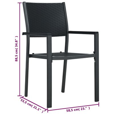 vidaXL Sodo kėdės, 2vnt., juodos spalvos, plastikas, ratano imitacija