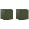 vidaXL Augalų stovas 2 pcs Alyvuogių žalia 40 x 40 x 40 cm Plienas