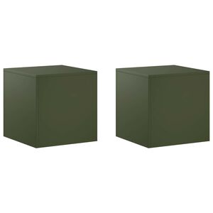 vidaXL Augalų stovas 2 pcs Alyvuogių žalia 40 x 40 x 40 cm Plienas