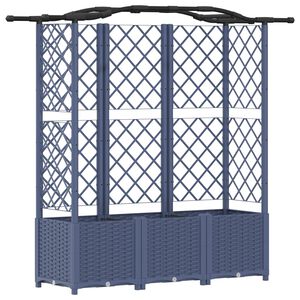 vidaXL Pakeltas lovas su trelėmis ir stogu Pilka 163 x 40 x 141 cm PP