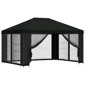 vidaXL Paviljonas su &scaron;oninėmis sienelėmis 4 &times; 3 m Juoda