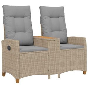 vidaXL Reclining Bench with Table 2 -Seater 126 x 65 x 112 cm