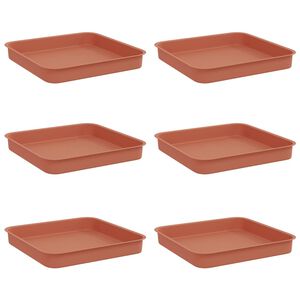 vidaXL Kvadratinis gėlių padėklas 6 vnt. Raudona plyta 15 x 15 x 2 cm
