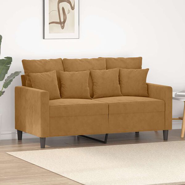 vidaXL Dvivietė sofa, rudos spalvos, 120cm, aksomas