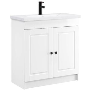 vidaXL Vonios baldų rinkinys Itin blizgi balta 56 x 37,5 x 81 cm
