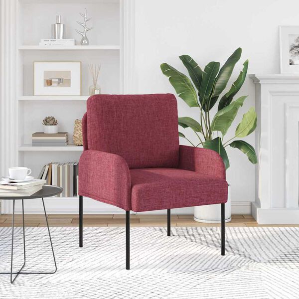 vidaXL Sofos su pagalve 55cm Vyno raudona fanera